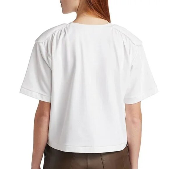 REMAIN Birger Christensen white Verona padded shoulder short sleeve tee - Picture 2 of 11